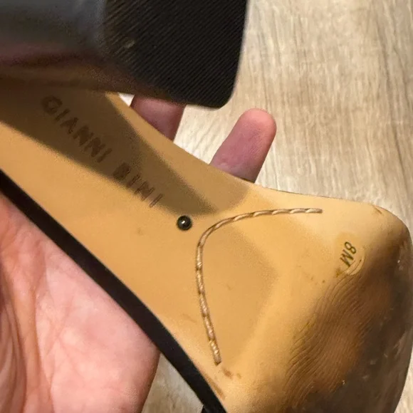 Black Classic Ankle Strap Chunky Gianna Bini Heels - Picture 4 of 9